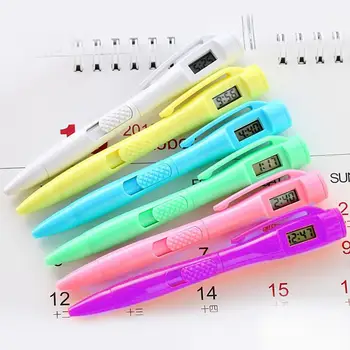 0,5 мм Електронни Дигитални Часовници със Скоба за Химикалки Пластмасови Дизайн Часа Тест Химикалка Химикалка за Писане на Ученически Пособия, Офис