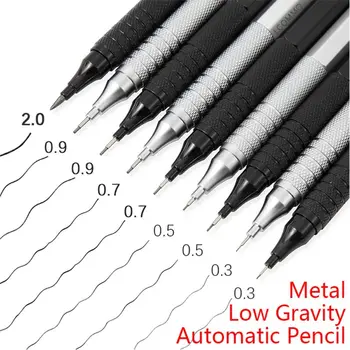 Метален Автоматичен молив с ниска Гравитацията 0.3/0.5/0.7/2.0 мм Професионален Механичен молив за рисуване, Канцеларски материали, Ученически пособия