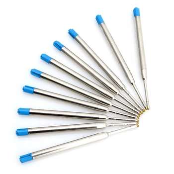 Високо качество на 10 бр. Универсален Стандартен стил Синьо мастило, 1 мм, Средния връх на Химикалка писалка за Презареждане на Feb7