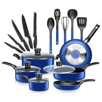 Кухненски прибори, тенджери и тигани, базовата кухненска посуда, един размер, синьо
