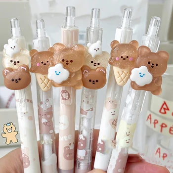 Механичен молив с сладък мечок 0,5 мм, Cartoony автоматичен молив, Писалка за печат Kawaii, Корейски, Канцеларски материали, Ученически пособия, Подарък за деца