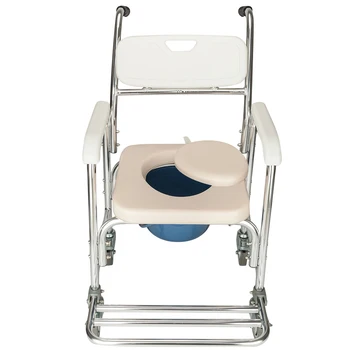 Многофункционална седалка за душ за възрастни хора, 4 в 1, стол за душ и вана, Специален стол на колела, алуминиево кресло-скрин за инвалиди