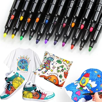 Комплект маркери химикалки за тъкани 12/24 цветя, детски ръчно рисувани Графити, водоустойчив, не линяющая дръжка за по-colorization тъкан