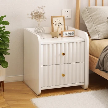 Бели нощни шкафчета за съхранение в спалнята, дървена Ъглова малка странична масичка, Допълнителен малък шкаф, Модерни мебели XY50BT