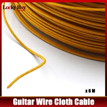 Тел за китара в ретро стил, покрит с кърпа, Предварително залуженная, 7-нитный Инструментален кабел за откатных китарни части (6-бял / 6-черен / 6-жълт)