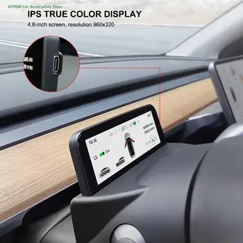 4,6-инчов IPS LCD екран, на таблото на автомобила, HD LCD измерител за Tesla, Модел 3, модел Y, специален за измерване на скоростта на дисплея в реално време