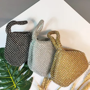 Дамски Вечерна чанта с лъскави пайети, Триъгълен Дизайнерска Чанта-клатч на веригата, Чанта за парти, за абитуриентски бал, Сватбен чантата