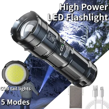 Дистанционно led фенерче със силна светлина на големи разстояния с опашката си удар, градинска USB зареждане, мултифункционален прожектор с висока мощност, с увеличение