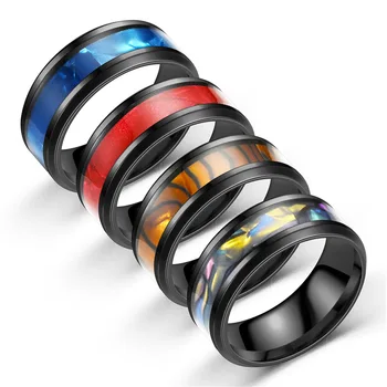 Обвивка титановое стоманен пръстен Европа, САЩ мода капка масло от неръждаема стомана трупно пръстен черен пръстен на мъже, жени женени