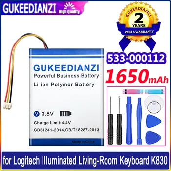 Батерията за клавиатурата GUKEEDIANZI с капацитет от 1650 mah 533-000112, L/N 1406 За Logitech II с осветление за всекидневната Keyboa, K830