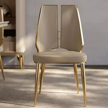 Италиански Лесен Луксозен стол за Хранене, Мебели за дома трапезария с Минималистичен Метален стол с Кетъринг Скандинавски облегалка Стол за кухня