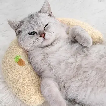 Възглавница за сън, във формата на котка С изящна бродерия, мека удобна U-образна възглавница за защита на врата на котката за ежедневна употреба