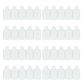 40 БР 2 Унции 60 мл за многократна употреба Прозрачен Пластмасов контейнер за пътни бутилки от PET пластмаса с капак на панти