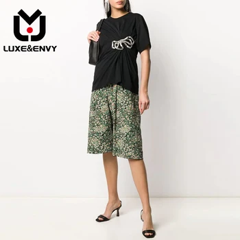LUXE &ENVY, Новата модерна тениска с кръгло деколте и къс ръкав, вградени лък, Най-Жена, Есен 2023 г.