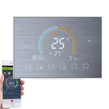 Qiumi Smart Wifi термостат, който показва времето, UV индекс, влажност на въздуха, за вода/за подгряване на пода, електрически водогрейный/газов котел