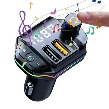 Автомобилен Bluetooth 5,0 FM трансмитер Хендсфри Автомобилен Радиомодулятор MP3 плейър, Двойно USB Type C Зарядно Устройство, Bluetooth Адаптер