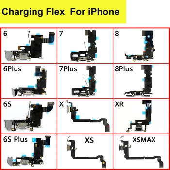 Висококачествен USB-Порт за Зарядно Устройство, Зарядно устройство Конектор За Зареждане Микрофон Гъвкав Кабел За iPhone 6 S 7 8 Plus Xs Max X XR Charging Dock Flex