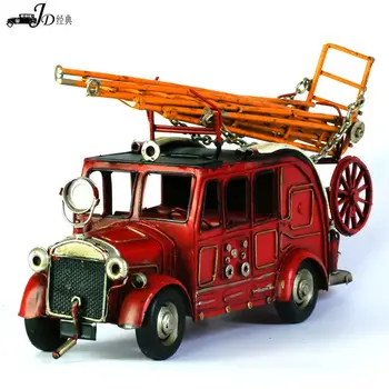 Реколта модел пожарна машина с пожарна стълба, Ретро метални изделия, Миниатюрен коллекционный двигателя на камиона Мак-Декорация за бойни машини