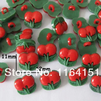 100 бр./лот, 11 * 12 мм, Найлонови Копчета, Копчета, Кавайные Червени Копчета във формата на ягоди, аксесоари за деца