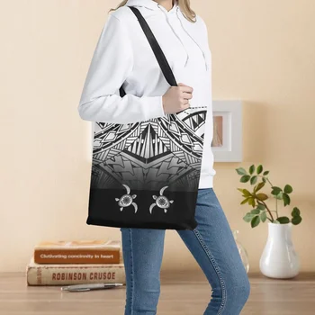 Чанта през рамо с морска Костенурка, Дамски чанти, за пазаруване, Tribal Полинезийски марка, Дизайнерска чанта с Голям Капацитет за момичета, Училищна чанта за съхранение