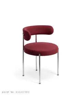 Скандинавски лесен луксозен метален стол за почивка от неръждаема стомана, домашен стол за грим от кадифе агне, дизайнерски проба на табли за хранене