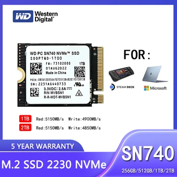 Western Digital WD SN740 1 TB И 2 TB 512 GB M. 2 2230 SSD NVMe PCIe Gen4 x4 SSD диск за лаптоп Microsoft Surface ProX Surface 3 Steam Deck