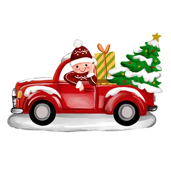 Предпоставка за кола на Дядо Коледа с Рисувани, Дървени Коледна окачване за Шофиране, Малки подарък декорация, Камина, Зимна Венец
