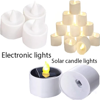 1 бр. слънчев чай лампа 10 бр. и 12 бр. на електронен led лампа срещу свещи, беспламенный мига, подходящи за различни случаи.