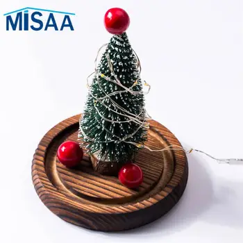 Креативна Мини-Коледно дърво, Със стъклен капак, Лампа за начало на Работния плот, Празнични украси със собствените си ръце, подарък за Коледа, Фестивалния украшение