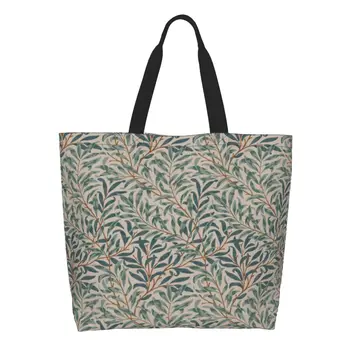 Красиви Чанти-тоут William Morris в Ретро стил с ивовой Браншовите, от рециклиране, Холщовая чанта за пазаруване с цветен текстил модел, пазарска Чанта на рамото