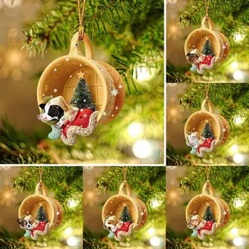 Mreey Коледна Висулка Във Формата на Куче Нови Бижута Акрилни Коледна украса на Коледна Елха, Висящи Декор За Дома
