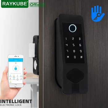 RAYKUBE Интелигентна Система за Заключване на вратите Wifi Bluetooth Отпечатък от пръст Парола 13,56 Mhz Карти M1 Портал Поддръжка на Алекса Домашна Безопасност Автоматично заключване на вратите W6
