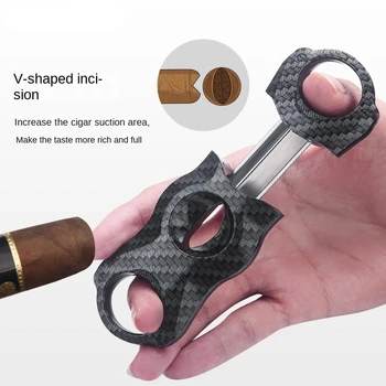 Честен Преносим нож за рязане на пури и цигари, инструмент за рязане на кубински пури с двойно острие от неръждаема стомана
