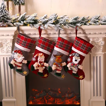 Голям Коледен отглеждане, подарък пакет за бонбони, Декоративни чорапи, Подвесная окачване, Украси за Коледната елха, Коледната украса Навидад