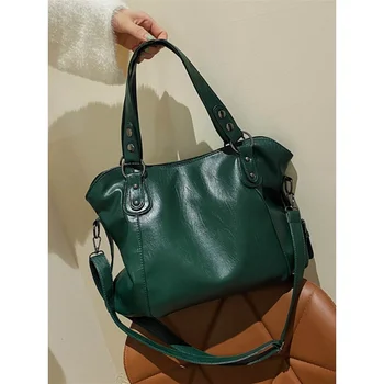 Дамска чанта-тоут голям капацитет за пазаруване, Дизайнерски дамски чанти през рамо от изкуствена кожа под мишниците, ежедневни дамски чанта