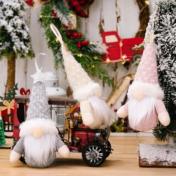 Коледна вязаная кукла-джудже, висулка във формата на петолъчна звезда, висящи орнаменти за декорация на дома, Коледа, сватба, детски подаръци