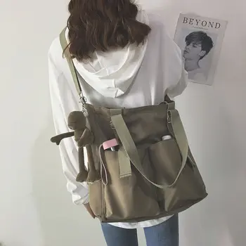 Водоустойчива чанта, холщовая чанта с голям капацитет, Дамски чанти-месинджър, корейската студентски японската чанта в стил Харадзюку на едно рамо, Голяма чанта-тоут