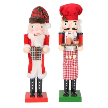 Дървена Лешникотрошачка Кукла Ръчно Рисувани Фигурки на Пекаря Играчки Коледна Украса за Дома Рафтове Маса Празничен Подарък