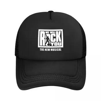 Изработена по поръчка Бяла бейзболна шапка на We Will Rock You в стил хип-хоп, Дамски Мъжки Регулируема Шапка за шофьори на камиони с хеви-метъл Музика, Лятна