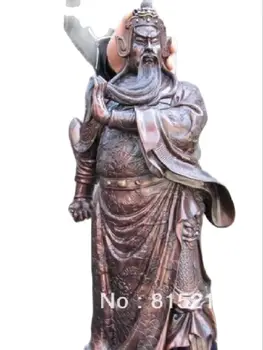 25 ' Китайската Огромен Червен Бронз, Мед 9 Dragons На Гонг Гуан Ю Статуя на войн 62 см