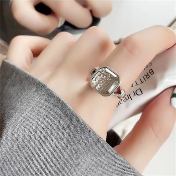 WEDHOC Стерлинговое сребро 925 проба, Геометрични квадратен shining crystal, Разширена за да създадете пръстен с възможност за промяна на размер за жени, луксозни бижута, подарък за парти