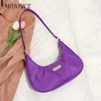 Дамски модни чанти за рамо с полумесец на мълния, Женска малка ежедневна чанта-месинджър