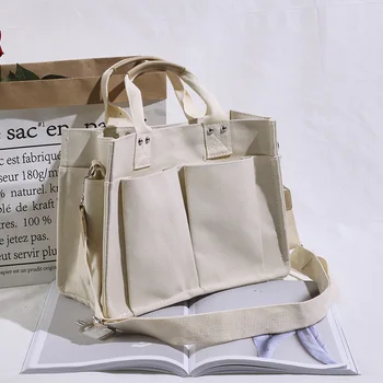 Дамска чанта-тоут, Ежедневни Парусиновая чанта за пазаруване с Голям капацитет, Женски училищни чанти за през рамо, обикновена торбички за пазаруване по рамото За жени, дамска чанта