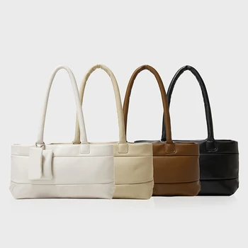 Нова дамска чанта-тоут от мека изкуствена кожа висок клас, чанти за подмишниците от мека кожа, сребрист правоъгълник, универсална дизайнерска чанта за работа