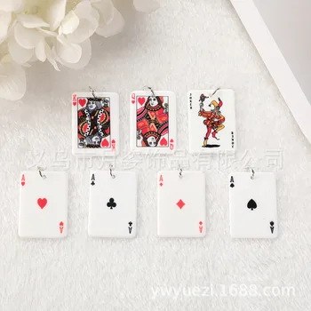 6 БР. Покер карта Поп Кралицата Акрилна епоксидна смола ... Висулка Окачване за 
