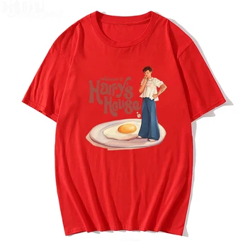 Тениска за момчета с къс ръкав, Памучен корица на музикален албум Thinking House, Принт Яйца за закуска, Лятна Забавна тениска за мъже/Момичета, в началото на с кръгло деколте