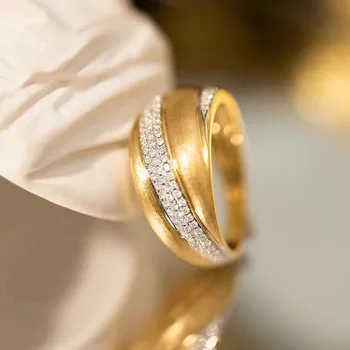 Позлатените луксозно винтажное пръстен със скъпоценния камък за жени, създаден Плетением от Цирконий, Безплатна доставка с марка