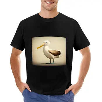 Тениска с изображение на албатрос в тихо тонове, риза с домашен любимец принтом за момчета, тениски за спортните фенове, спортна риза, плътно прилепнали тениски за мъже