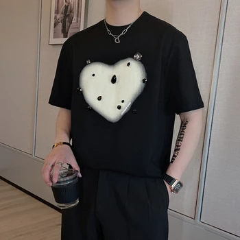 Модерен мъжки тениски с 3D принтом Любов, Лятна Тениска с къс ръкав, Свободни Мъжки И Дамски тениски, Ежедневни Социални тениска с кръгло деколте