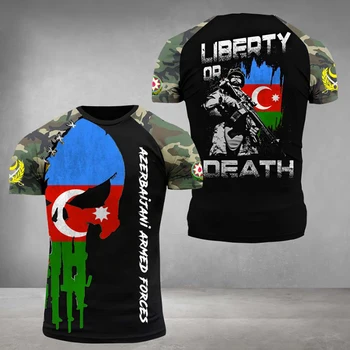 Азербайджанските Мъжки Тениски, Ветерани от Армията, Тениски С Флага на Азербайджан с 3D Принтом, Градинска Готини Дрехи Големи Размери, Мъжки Дизайнерска Тениска